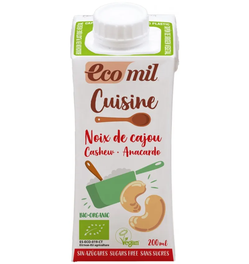 Crema vegetala bio din caju pentru gatit Cuisine, 200ml, Ecomil