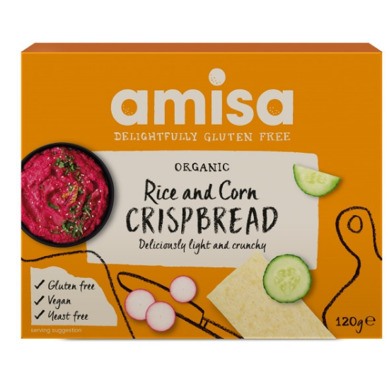 Crispbread bio fara gluten din orez si porumb, 120g, Amisa