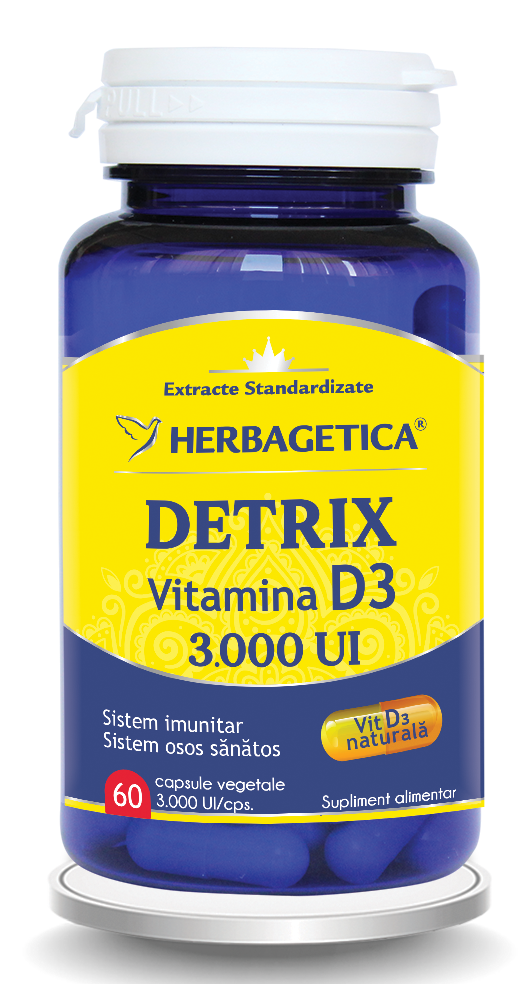 Detrix Vitamina D3 Naturala 3000UI x 60cps (Herbagetica)