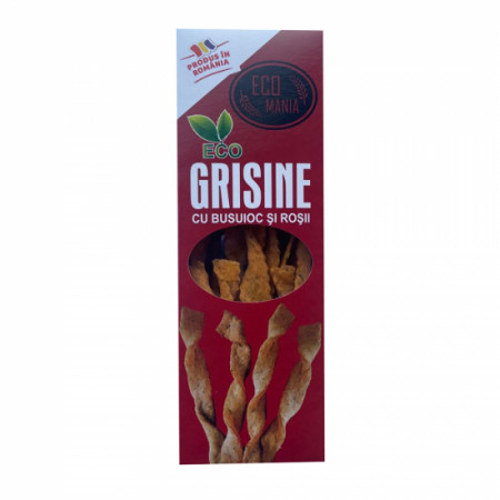 Grisine Bio cu busuioc si rosii, 125g, Ecomania