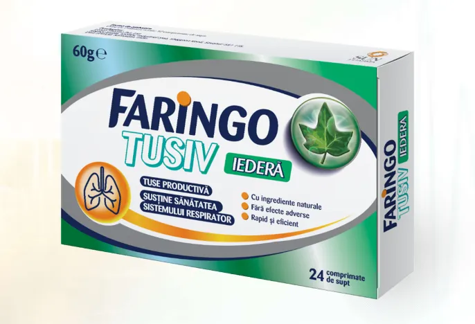 Faringo Tusiv cu iedera, 24 comprimate de supt, Terapia