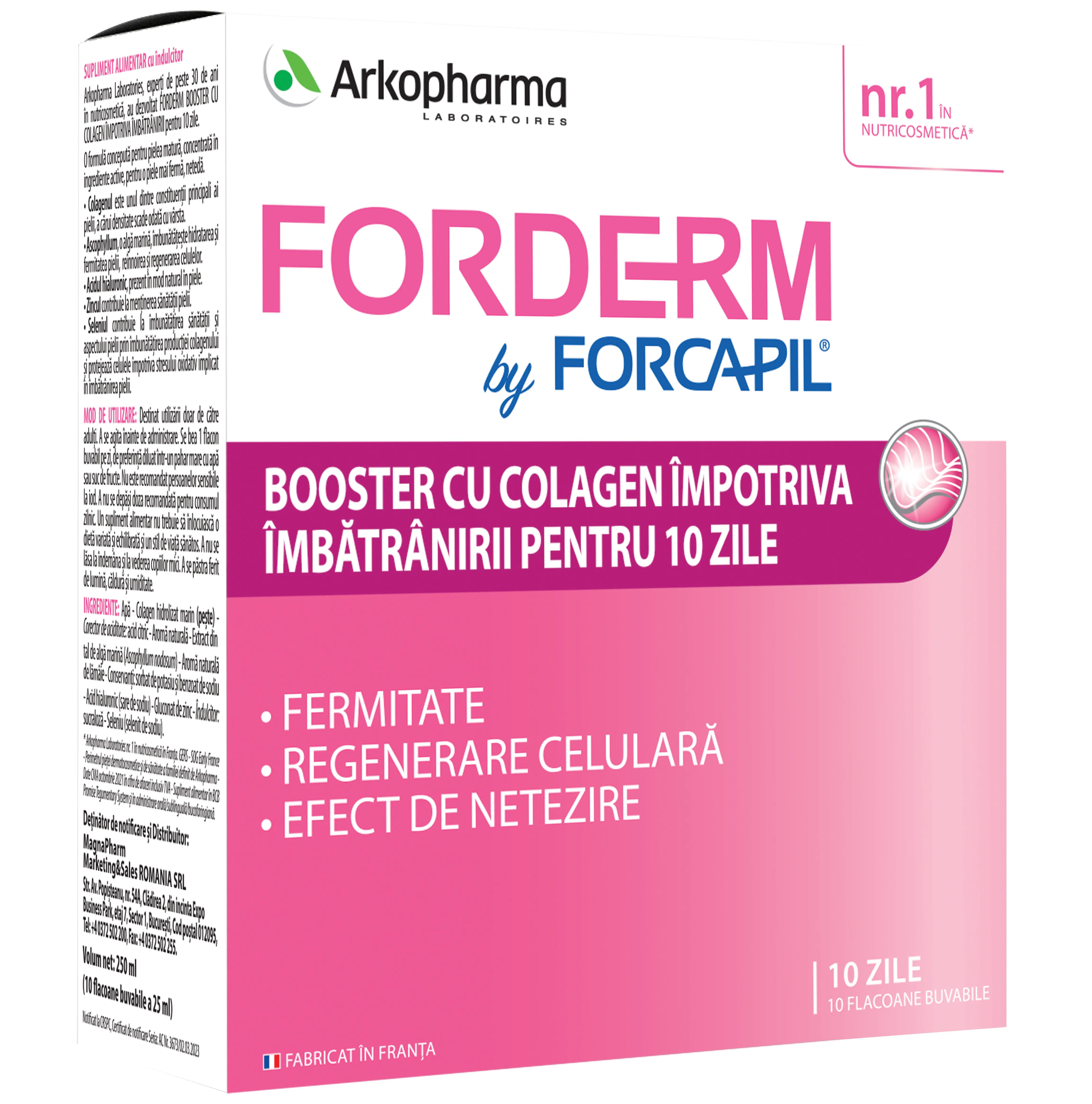 Booster cu colagen Forcapil Forderm, 10 fiole, Arkopharma