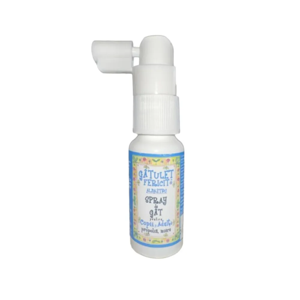 Spray Gatulet Fericit pentru adulti si copii cu propolis si albastru de metilen, 20ml, Prisaca