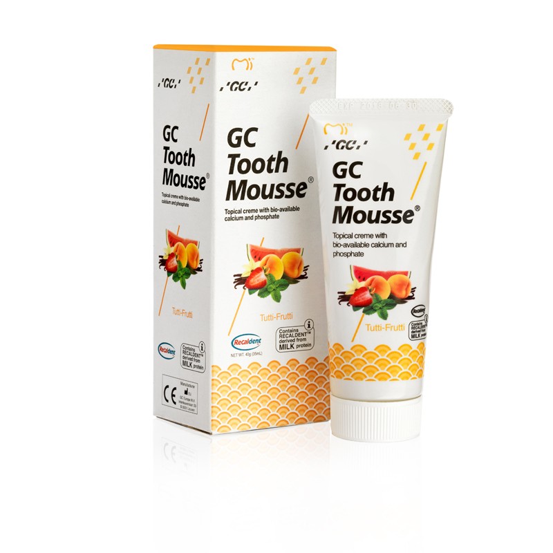 Crema dentara topica pe baza de apa cu aroma de Tutti Frutti Tooth Mousse, 40 g, GC