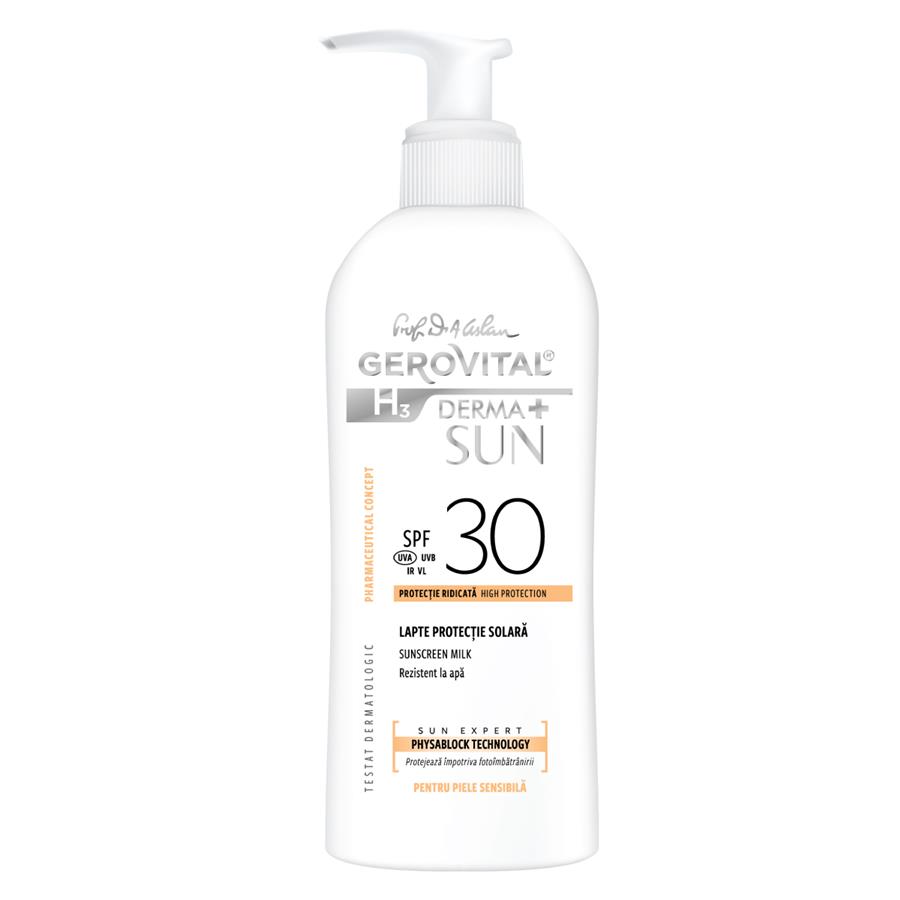 Lapte protectie solara SPF30 H3 Derma+ Sun Expert, 150 ml, Gerovital