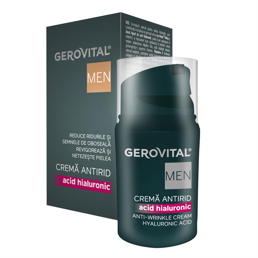Crema antirid cu acid hialuronic, 30ml, Gerovital Men 355