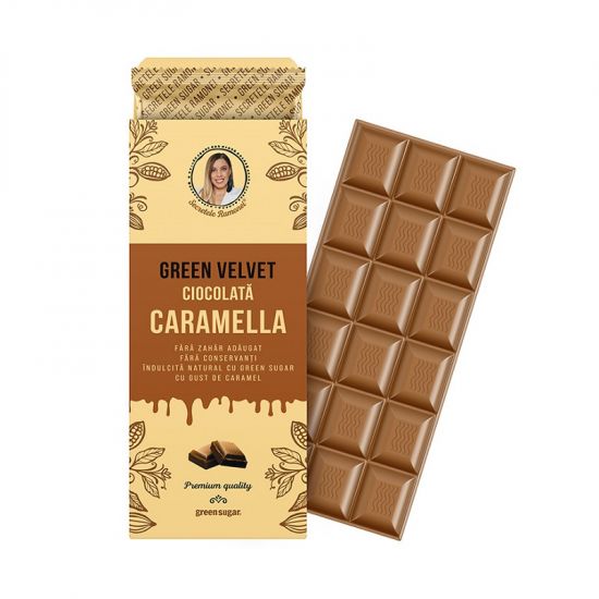 Ciocolata Caramella fara zahar Green Velvet, Secretele Ramonei,100g, Remedia
