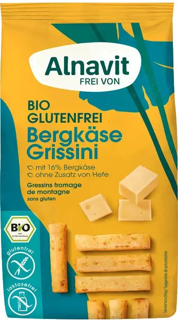 Grisine bio cu branza fara gluten, 100g, Alnavit