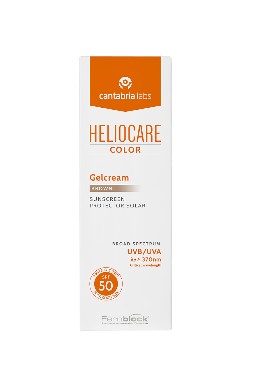 Gel crema pentru protectie solara cu SPF 50 Heliocare Color, Nuanta Brown, 50 ml, Cantabria Labs