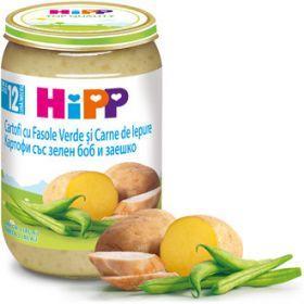 HIPP Cartofi, fasole verde si carne de iepure 12luni+, 220 g