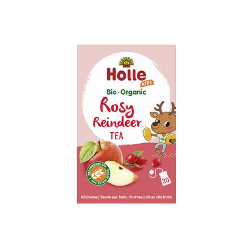 Ceai de fructe si plante pentru copii Rosy Reindeer, 44 gr, 20 plicuri, Holle