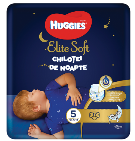 HUGGIES Scutece Elite Soft chilotei de noapte 5 (12-17kg) 17buc