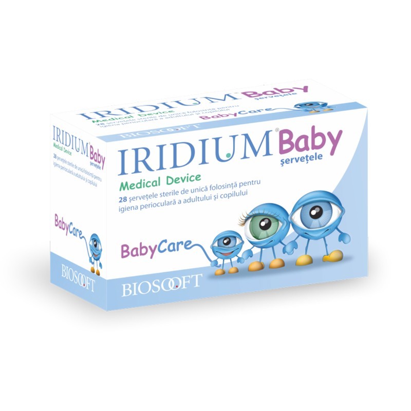 Iridium Baby servetele sterile igiena perioculara, 28 bucati, BioSooft