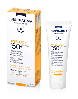 Crema cu protectie solara Uveblock SPF50+ Mineral, 40ml, Isis Pharma