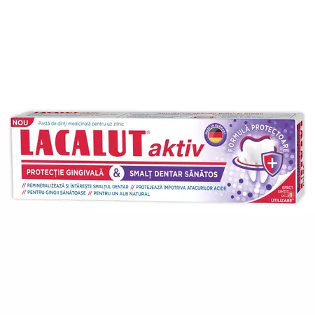 Pasta de dinti pentru protectie gingivala si smalt sanatos Lacalut Aktiv, 75ml, Theiss Naturwaren