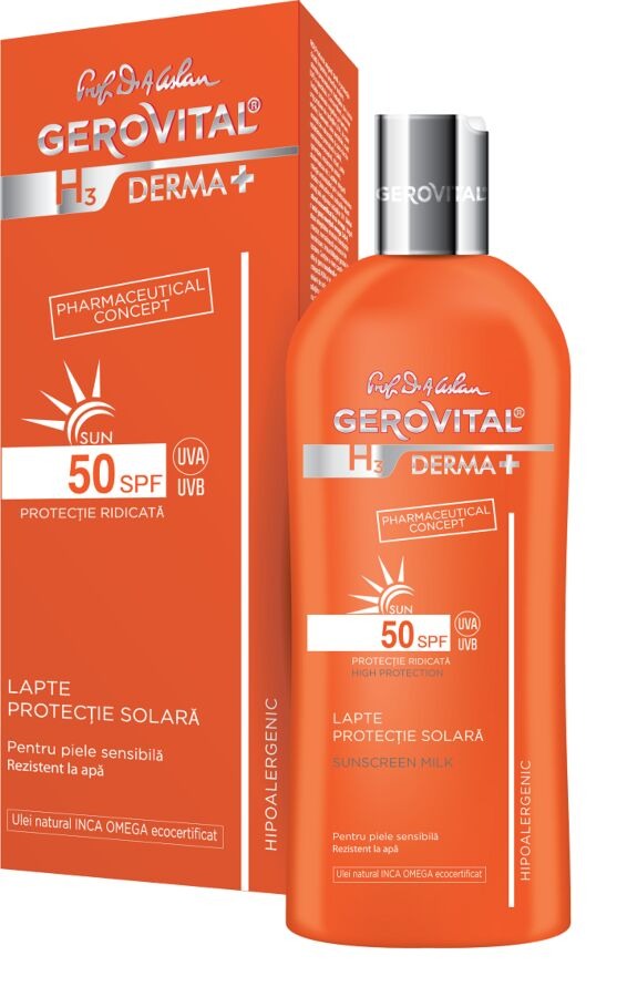 Lapte protectie solara SPF50 H3 Derma+, 200 ml, Gerovital 4632