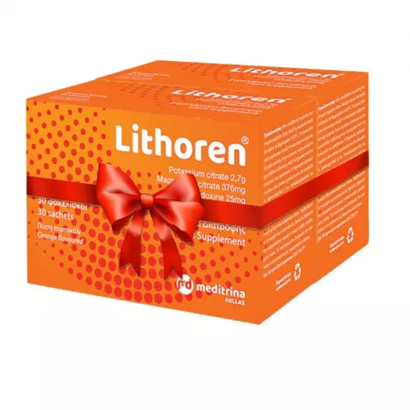 Pachet Lithoren cu aroma de portocale, 30 + 30 plicuri, Meditrina