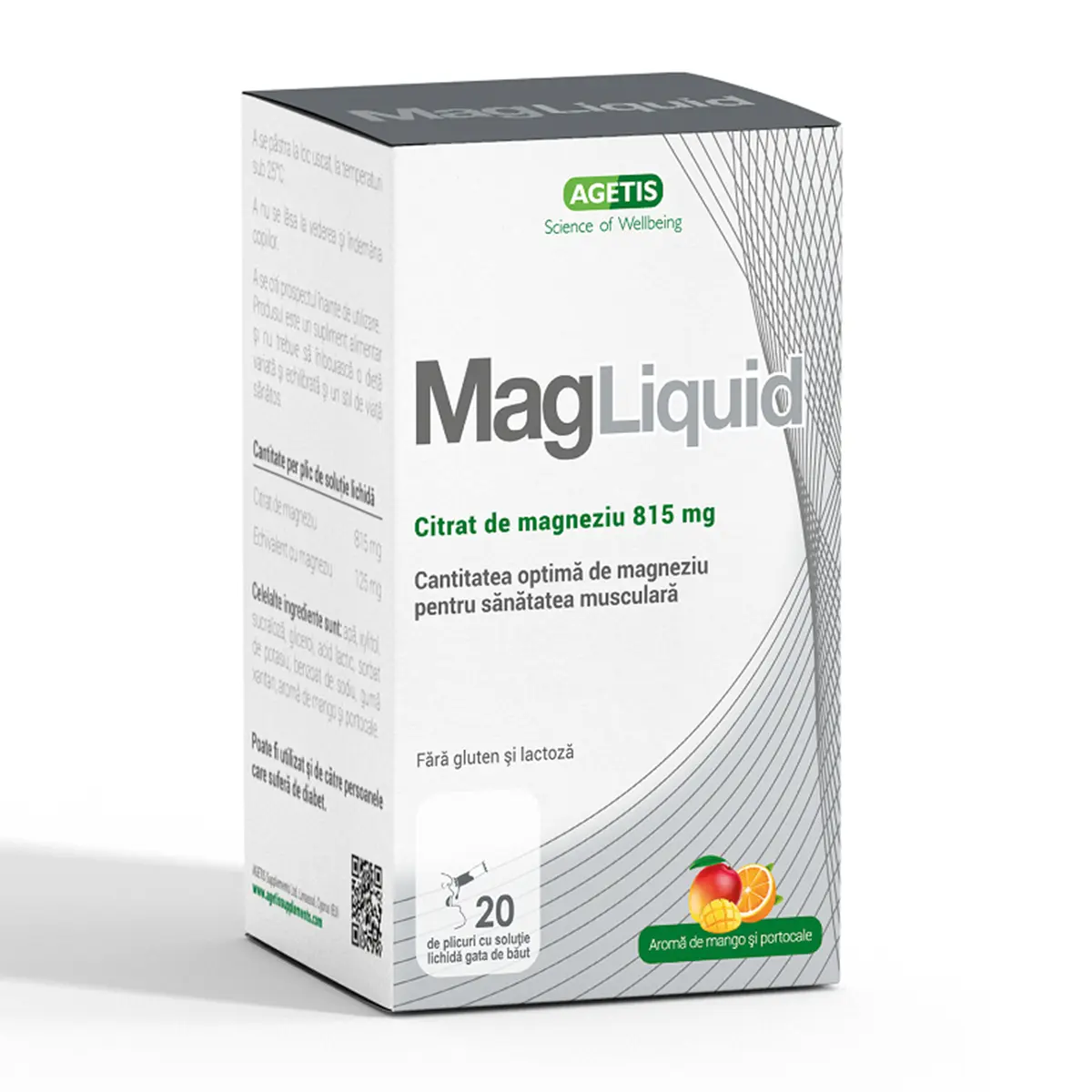 MagLiquid citrat de magneziu solutie, 815mg, 20 plicuri, Agetis