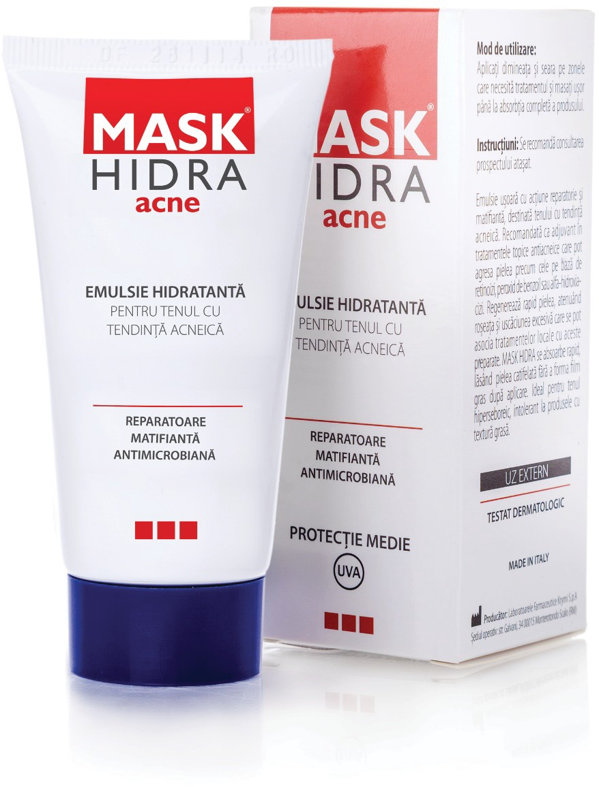 Emulsie hidratanta Mask Hidra Acne, 50 ml, Meditrina