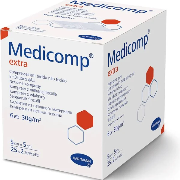 Medicomp Extra Comprese sterile 5 x 5cm, 25 bucati, Hartmann