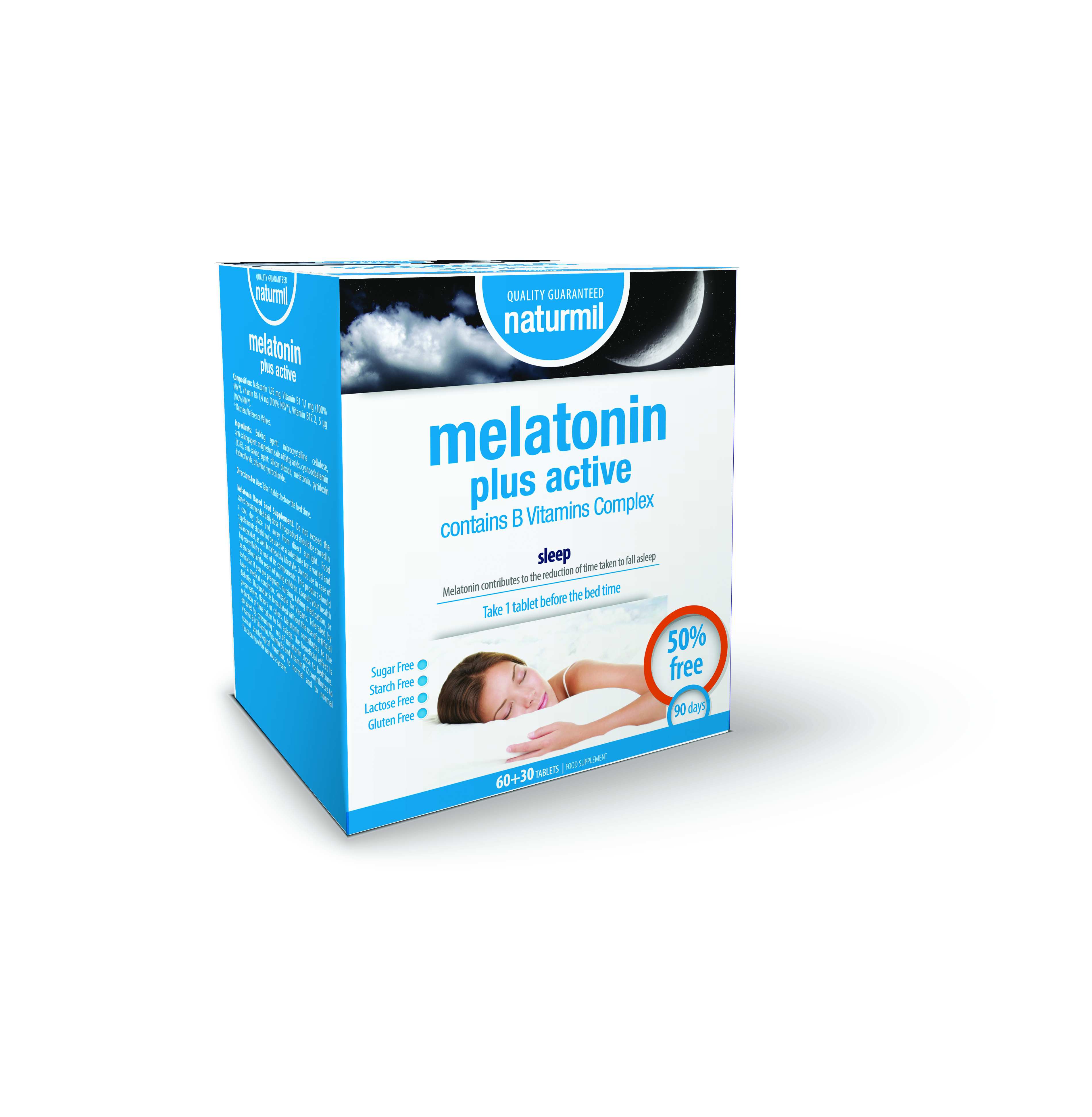 Melatonin Plus Active 60+30 tablete cadou, Naturmil