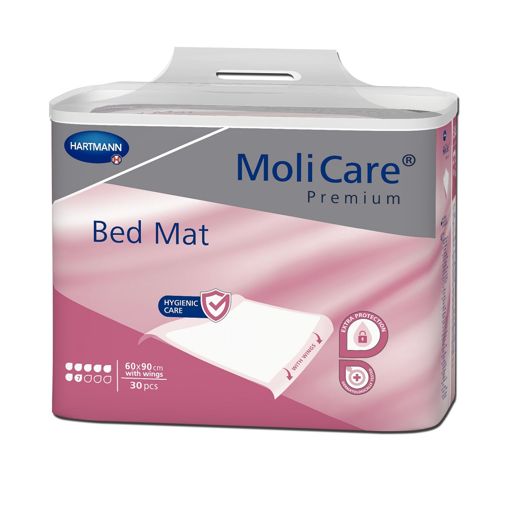 MoliCare Premium Bed Mat Aleze 7 picaturi, 60X90 cm cu aripioare x 30 buc (Hartmann)