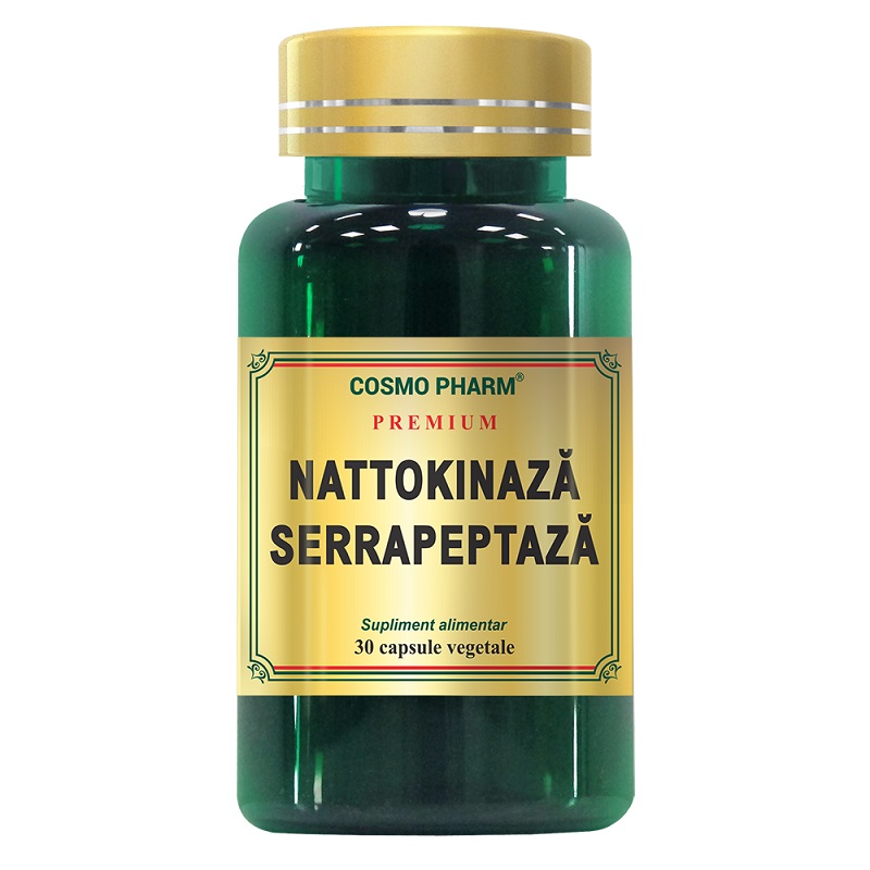 Nattokinaza Serrapeptaza, 30 capsule vegetale, Cosmopharm