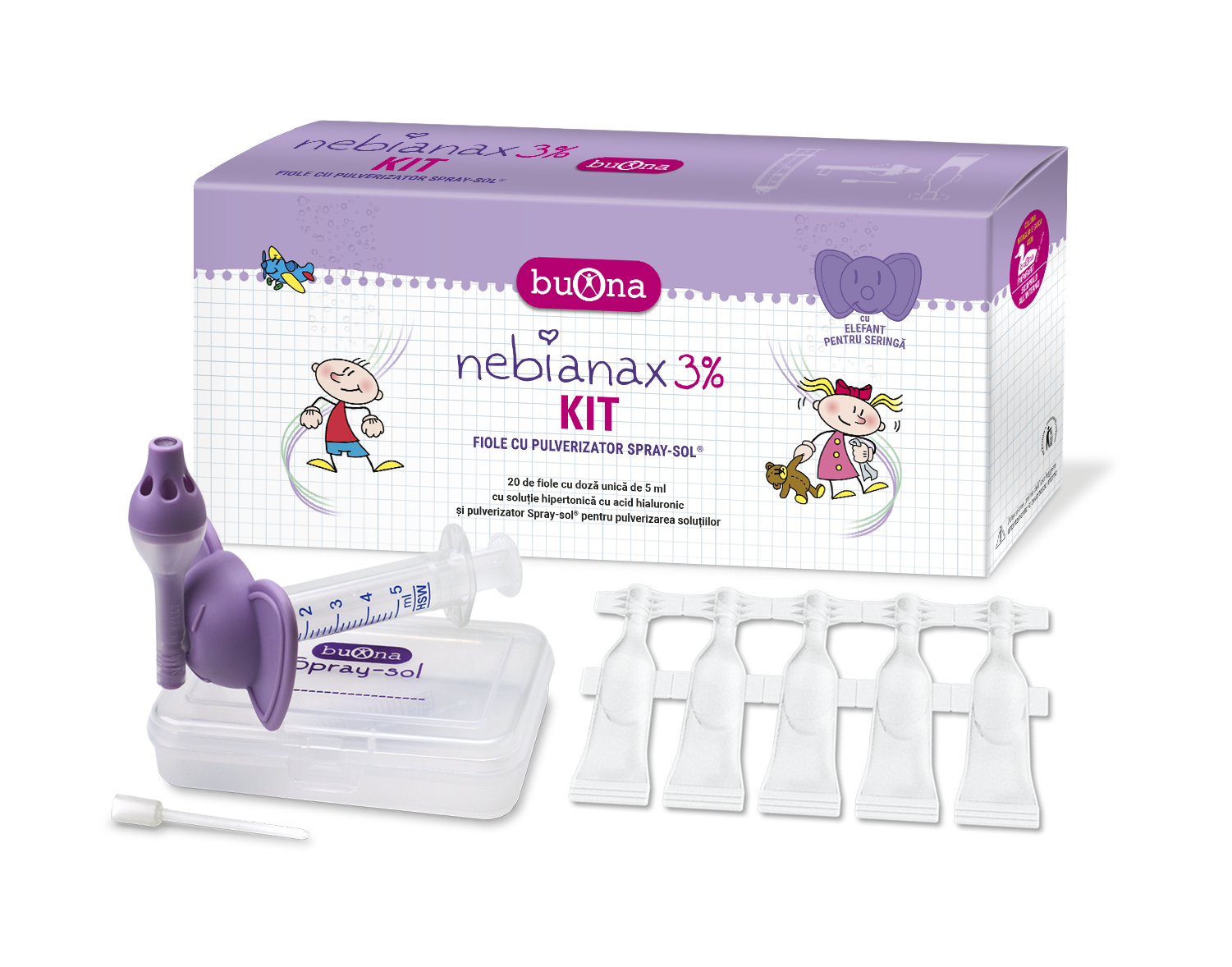 Nebianax 3% KIT Fiole cu pulverizator Spray-Sol, 20 fiole , 5ml