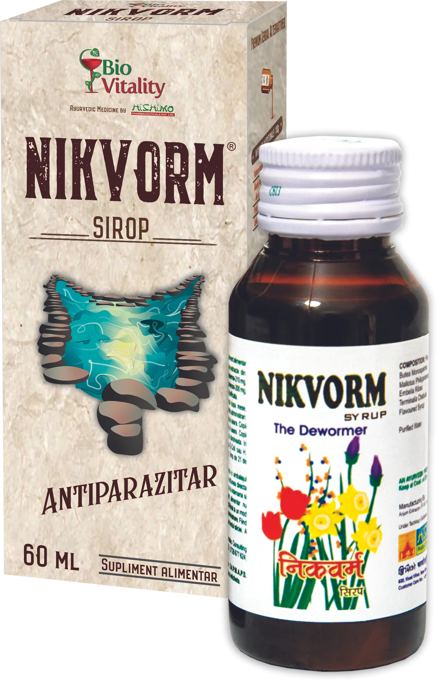 Nikvorm sirop pentru eliminarea parazitilor intestinali, 60 ml, Bio Vitality