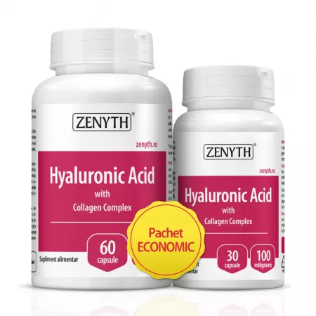 Pachet Acid hyaluronic & Collagen Complex piele, par, unghii, 30+60 comprimate, Zenyth