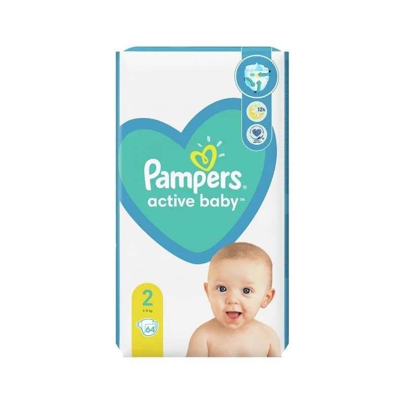 Scutece Active Baby 2, 4-8kg, 64 bucati, Pampers