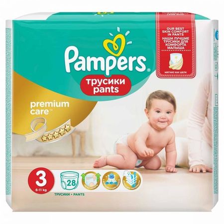 PAMPERS 3 Premium Care Pants (6-11kg) x 28buc