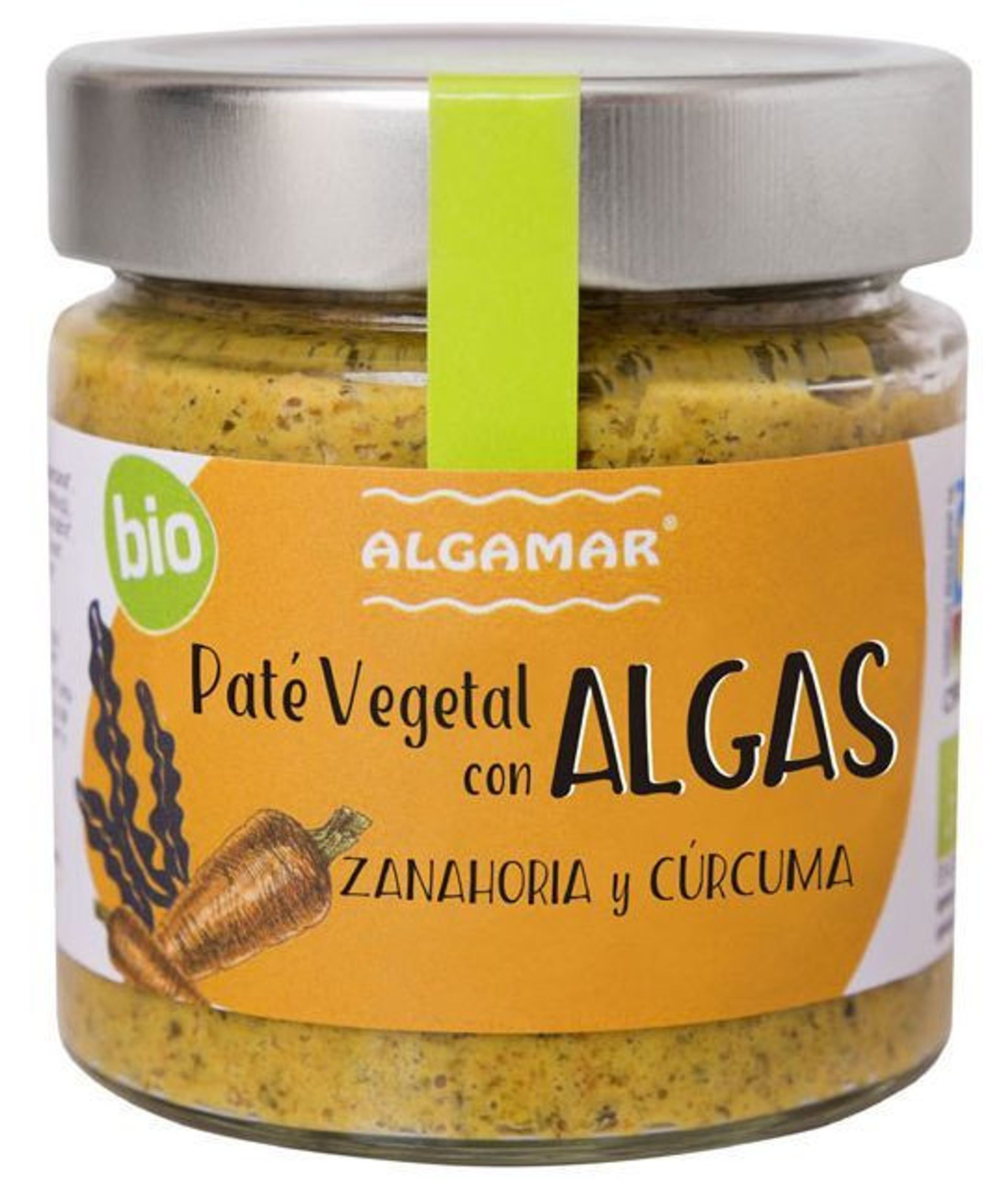 Pate vegetal eco cu alge, morcovi si turmeric, 180g, Algamar