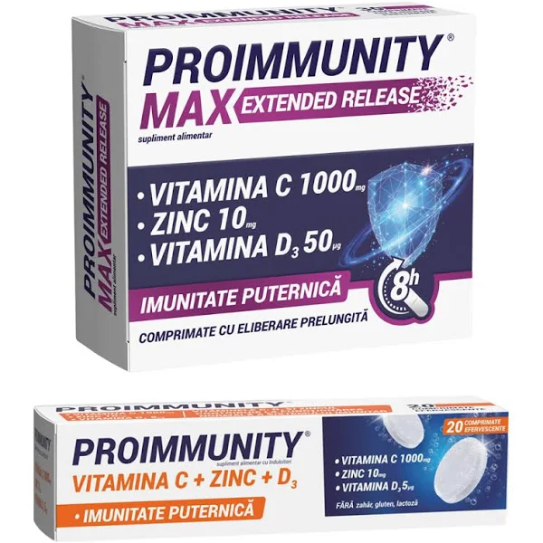 Pachet Proimmunity Max Extended Release, 30 comprimate + Proimmunity, 20 comprimate, Fiterman Pharma