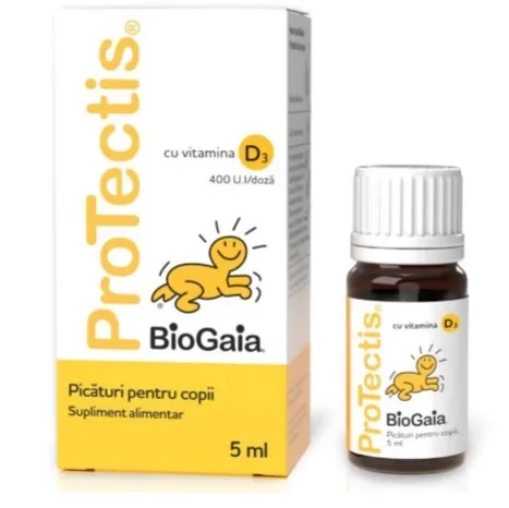 Protectis cu Vitamina D3 picaturi probiotice copii, 5 ml, Ewopharma