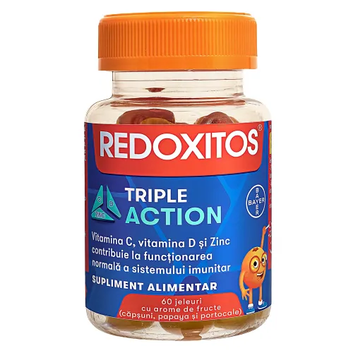 Jeleuri cu vitamina C Redoxitos Triple Action, 60 jeleuri, Bayer 