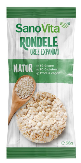 Rondele orez expandat natur, 56 g, SanoVita