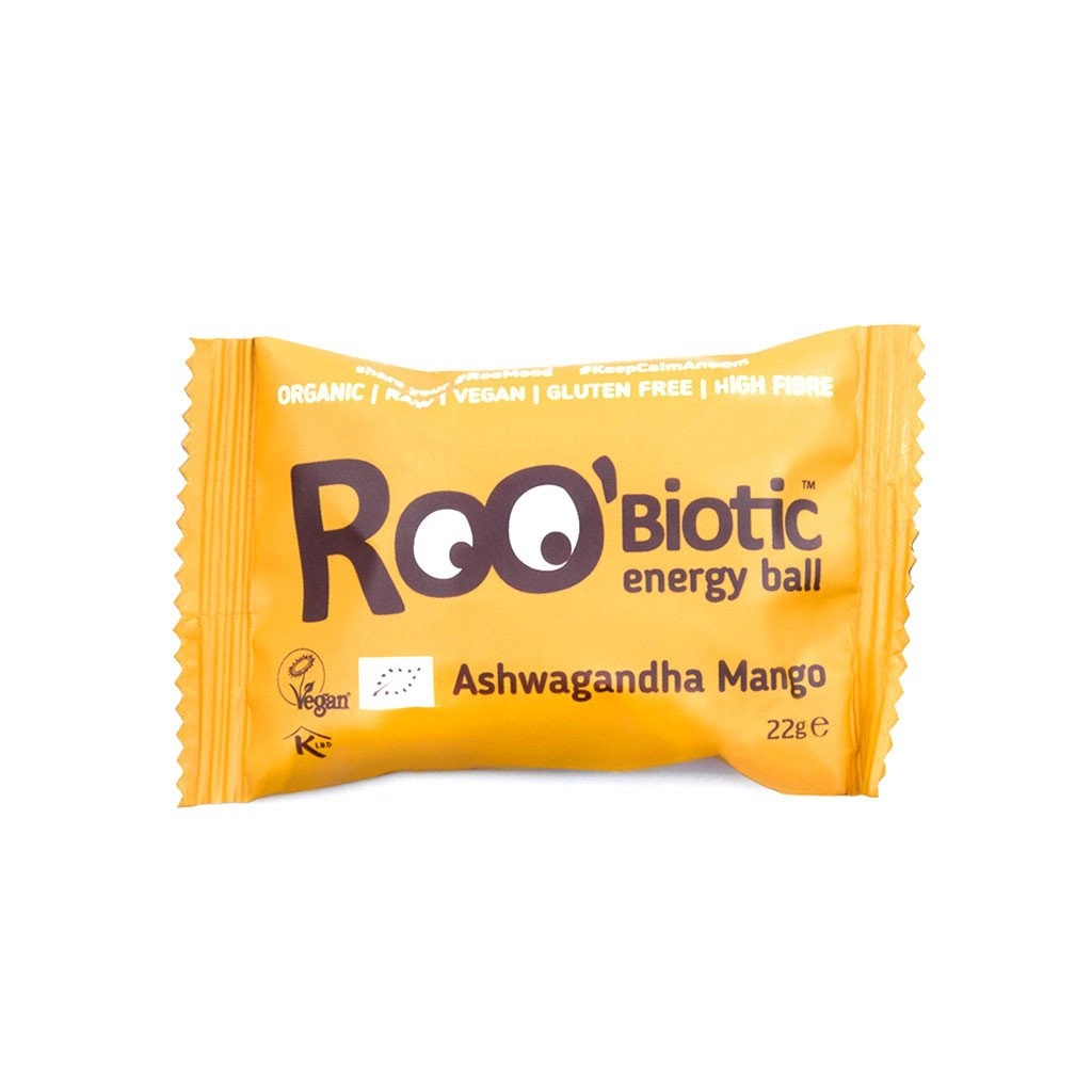 Roobiotic energy ball cu ashwagandha si mango bio, 22g, Roobar
