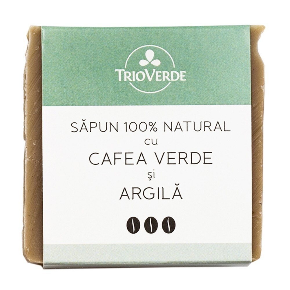 Sapun natural cu cafea verde si argila, 110g, Trio Verde