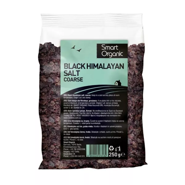 Sare neagra grunjoasa de Himalaya, 250g, Smart Organic