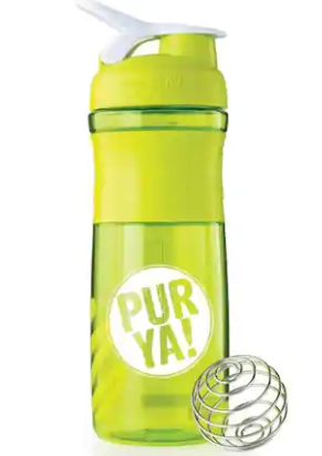Shaker cu bila pentru bauturi proteice si smoothie-uri, culoare Verde, 828ml (Pur Ya)