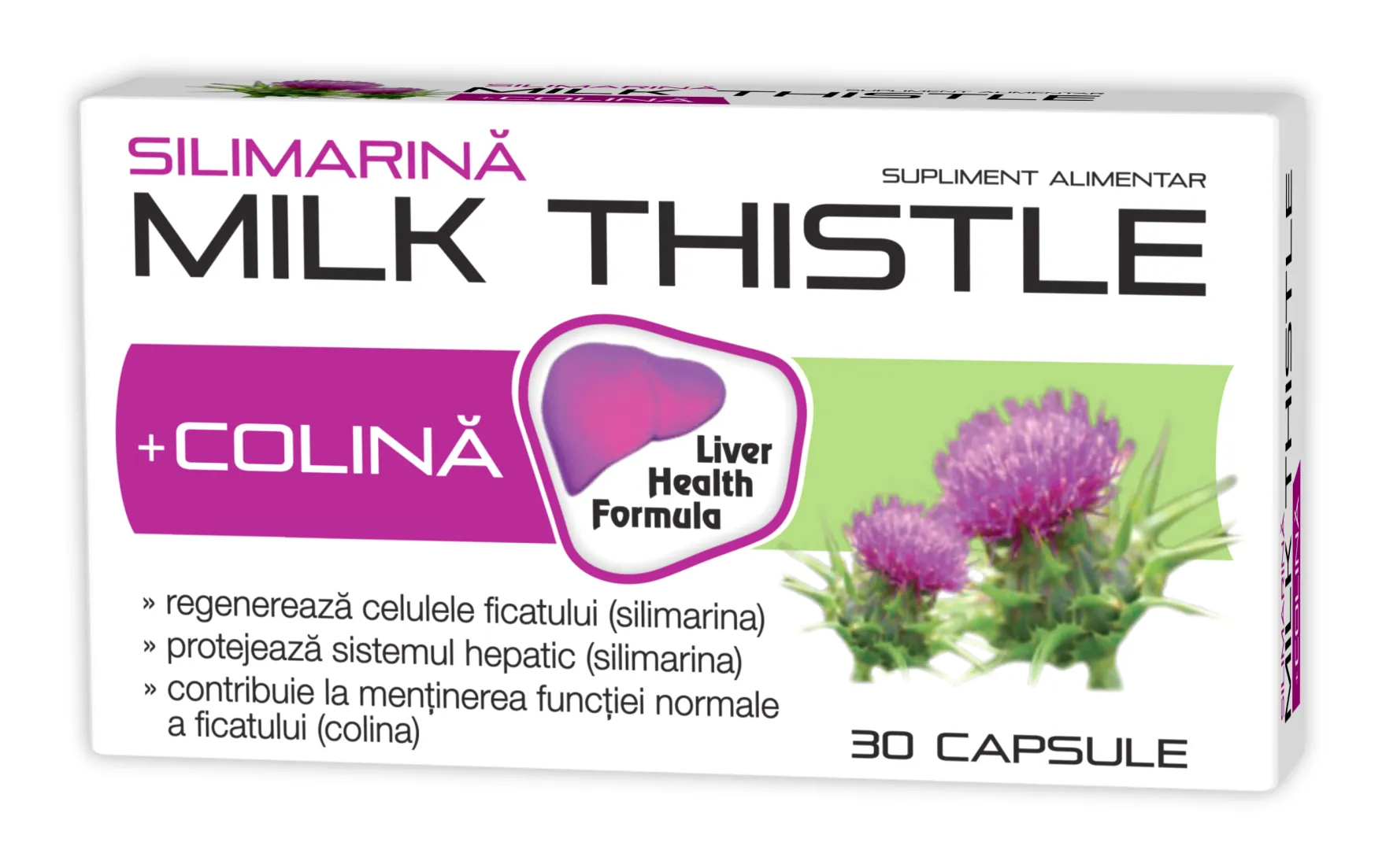 Silimarina + Colina Milk Thistle 1000mg, 30 capsule, Zdrovit