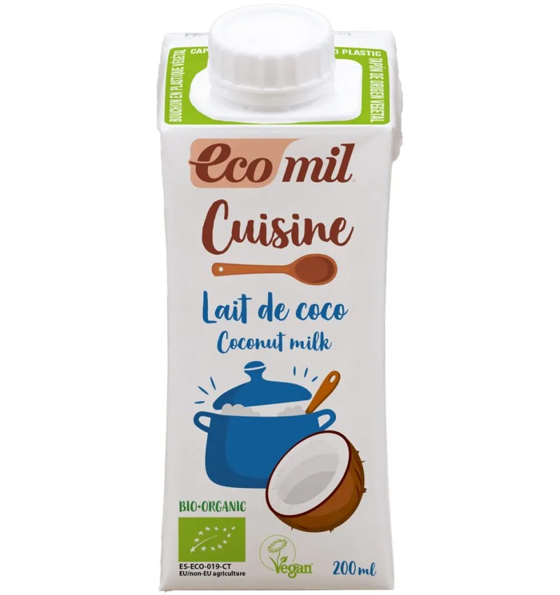 Crema vegetala bio pentru gatit pe baza de cocos Cuisine, 200ml, Ecomil