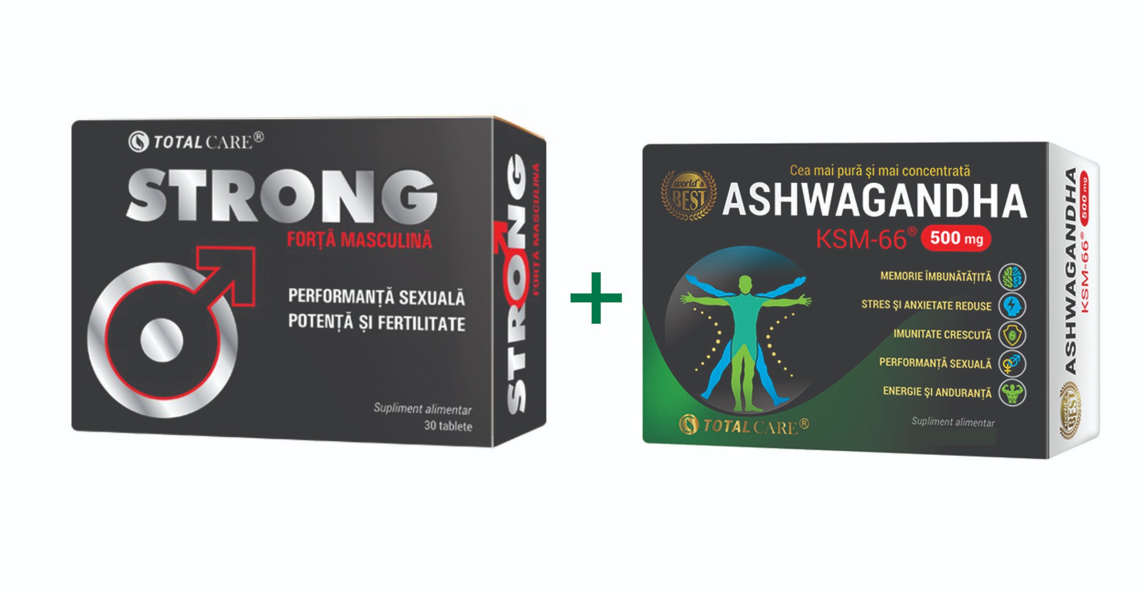 Pachet Strong, 30 tablete + Ashwagandha KSM-66, 500mg, 10 capsule, Cosmopharm