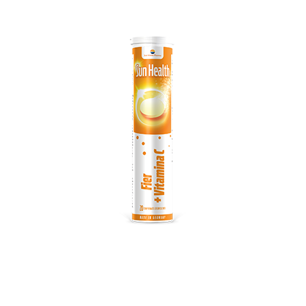 Sun Health Fier + Vitamina C, 20 comprimate efervescente, Sun Wave