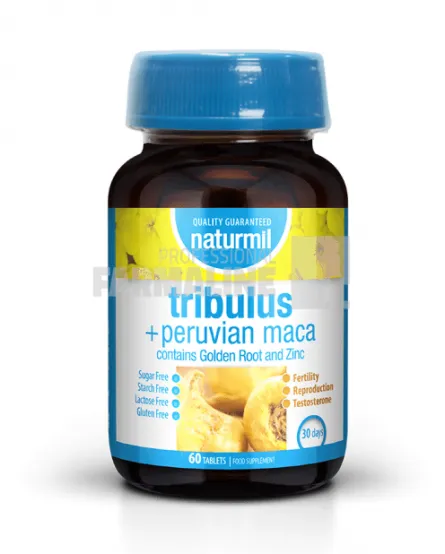Tribulus 350mg + Peruvian Maca 350mg, 60 tablete, Naturmil