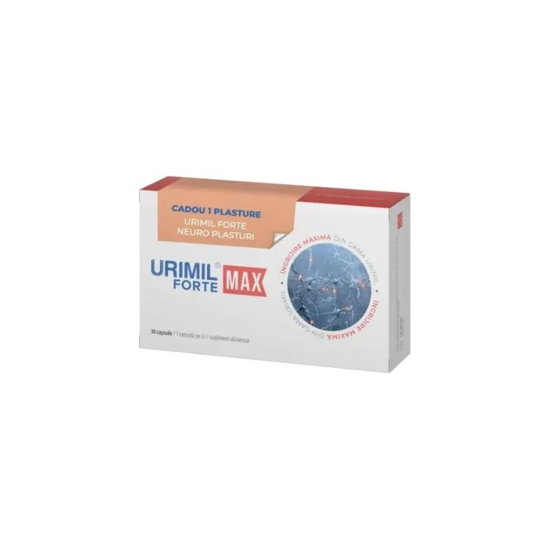 Urimil Forte Max, 30 capsule + Urimil Forte Neuro, 1 plasture cadou, Farma Derma