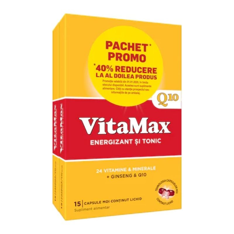 Vitamax Q10, 15 capsule moi 1+1-40% reducere din al doilea produs (Promo)