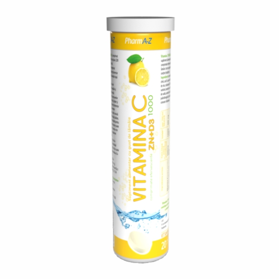 Vitamina C 1000mg+Zn+D3, 20 comprimate efervescente, PharmA-Z