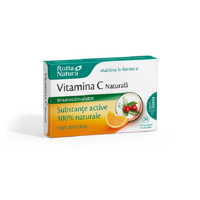 Vitamina C naturala cu extract de macese, 30 comprimate, Rotta Natura -  Pret 10,00 lei - Rotta Natura